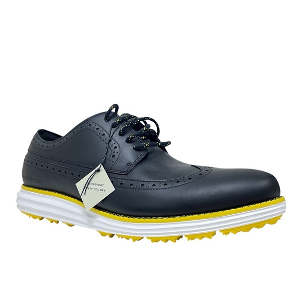 NIB Cole Haan Black/White Zero Grand OG Wingtip Oxford Golf Shoes Size 9.5 - Picture 1 of 15